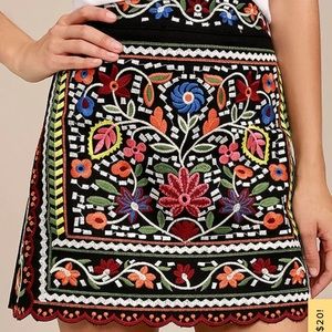 Lulus Don't Stop the Party Black Embroidered Mini Skirt